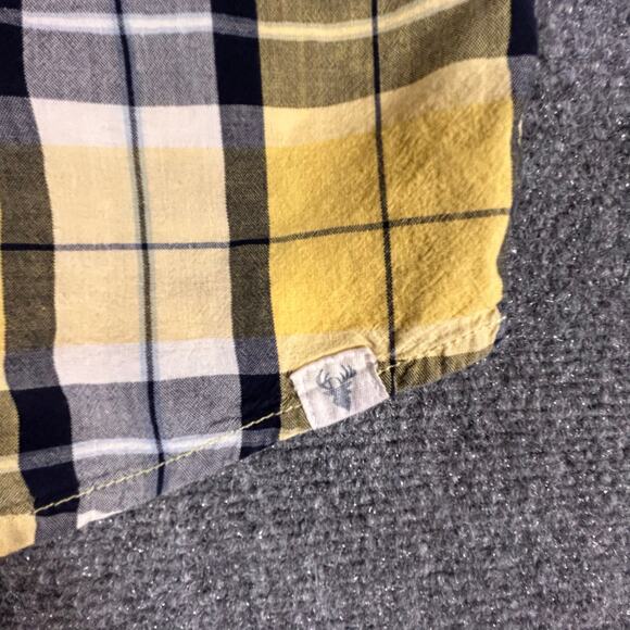 Roebuck & Co Shirt‎ Men's L Yellow Pearl Snap Button Up Short Sleeve Checkered - Picture 5 of 8